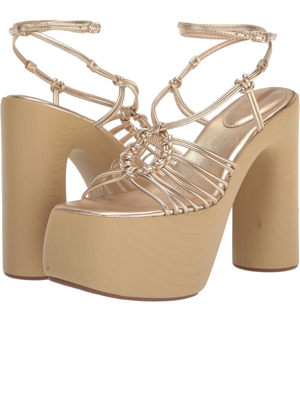 Sam Edelman Gold Strappy Platform Heels for Women - Picture 2 of 7